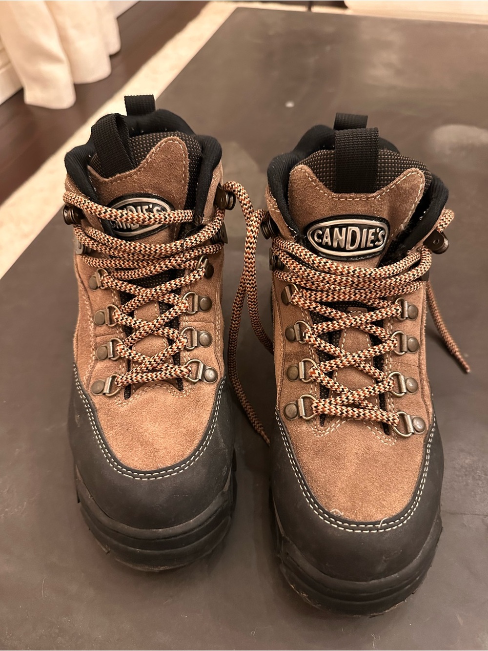 Vintage 90s Y2K Candie's Chunky Hiking Boots Suede Lug Sole Size 8